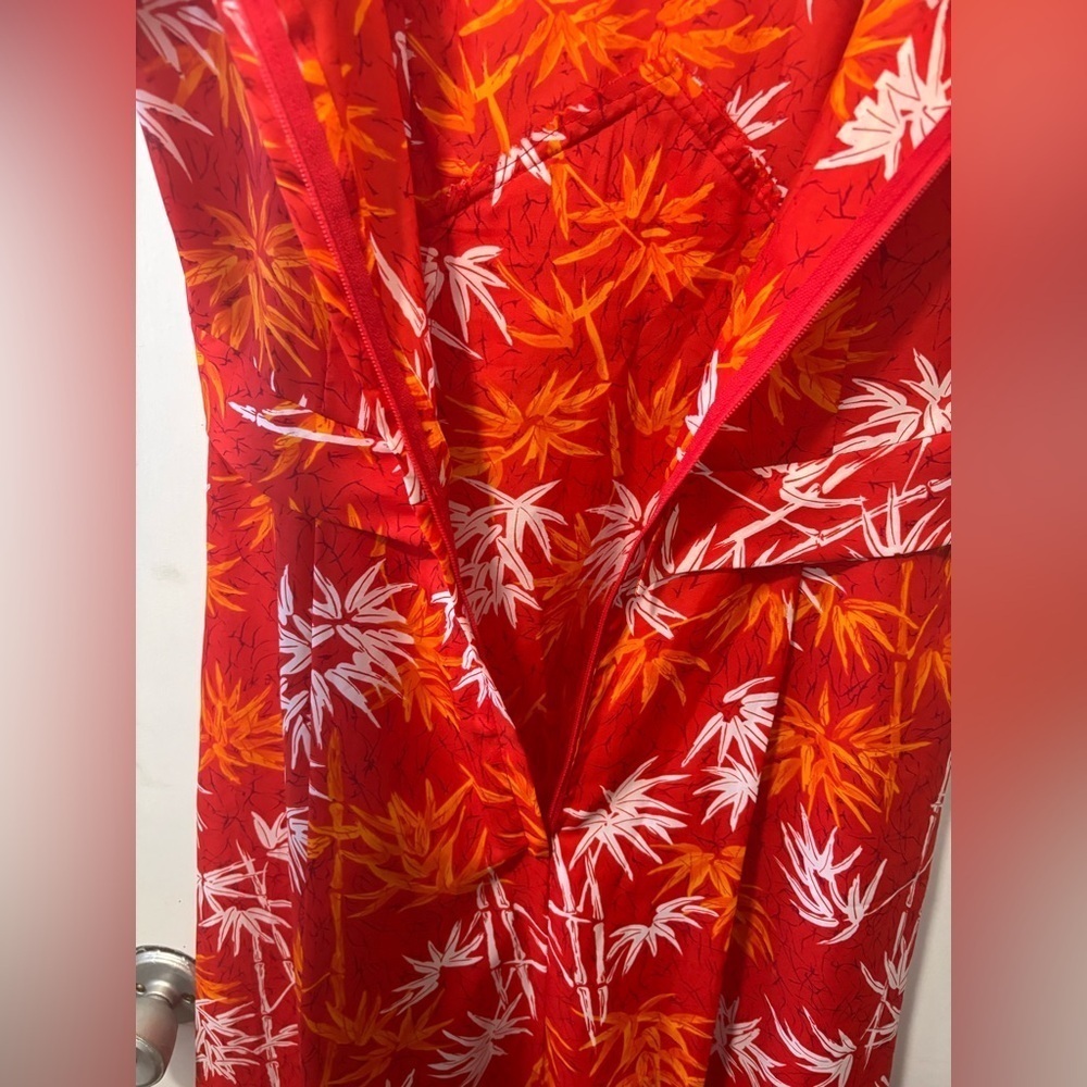 Vintage Hawaii Nei Honolulu Red Hawaiian Floral Luau Long Maxi Dress Size 12 - Picture 4 of 7